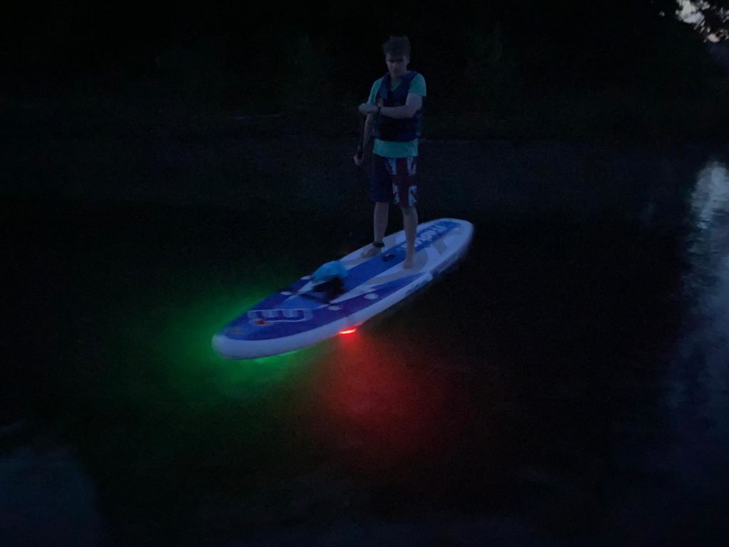 LED-Tour, SUP-Tour mit safeand.fun, Stand up Paddling, Stehpaddeln bei Nacht, Steinberger See